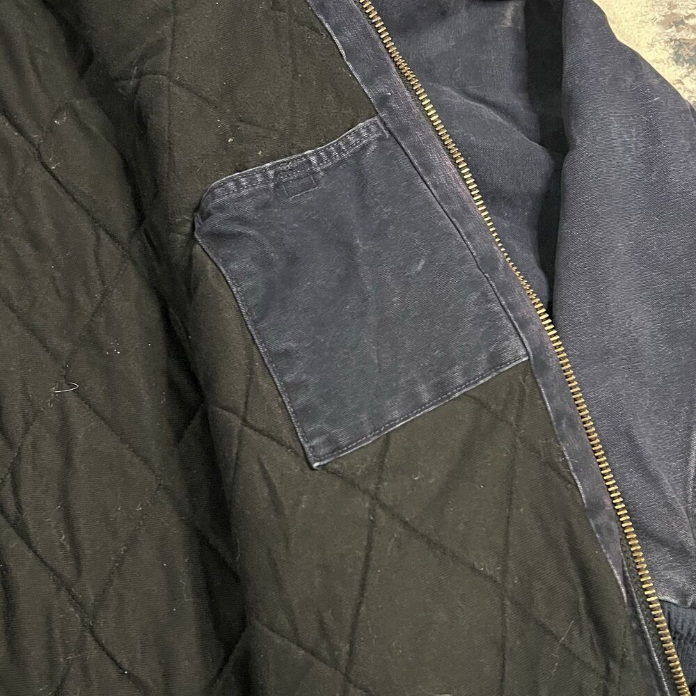 Vintage Carhartt Jacket Mens 3XL Tall Navy Hooded Canvas Lined Work J130 MDT - Picture 16 of 16